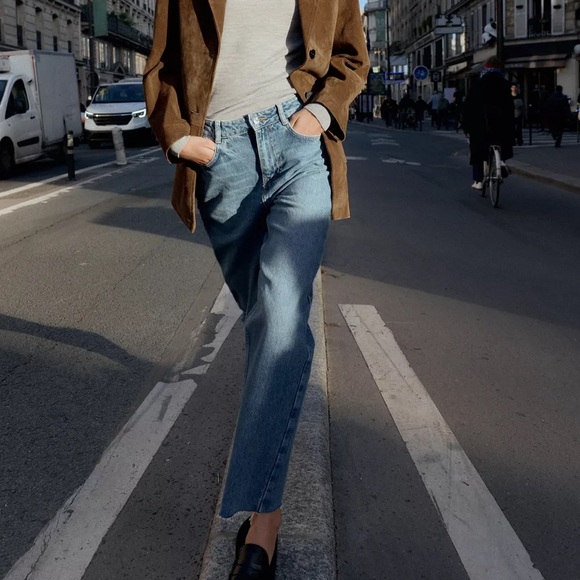 Zara Denim - Zara Jeans womens size 6 high rise z1975 straight leg Denim Ankle Mid Blue